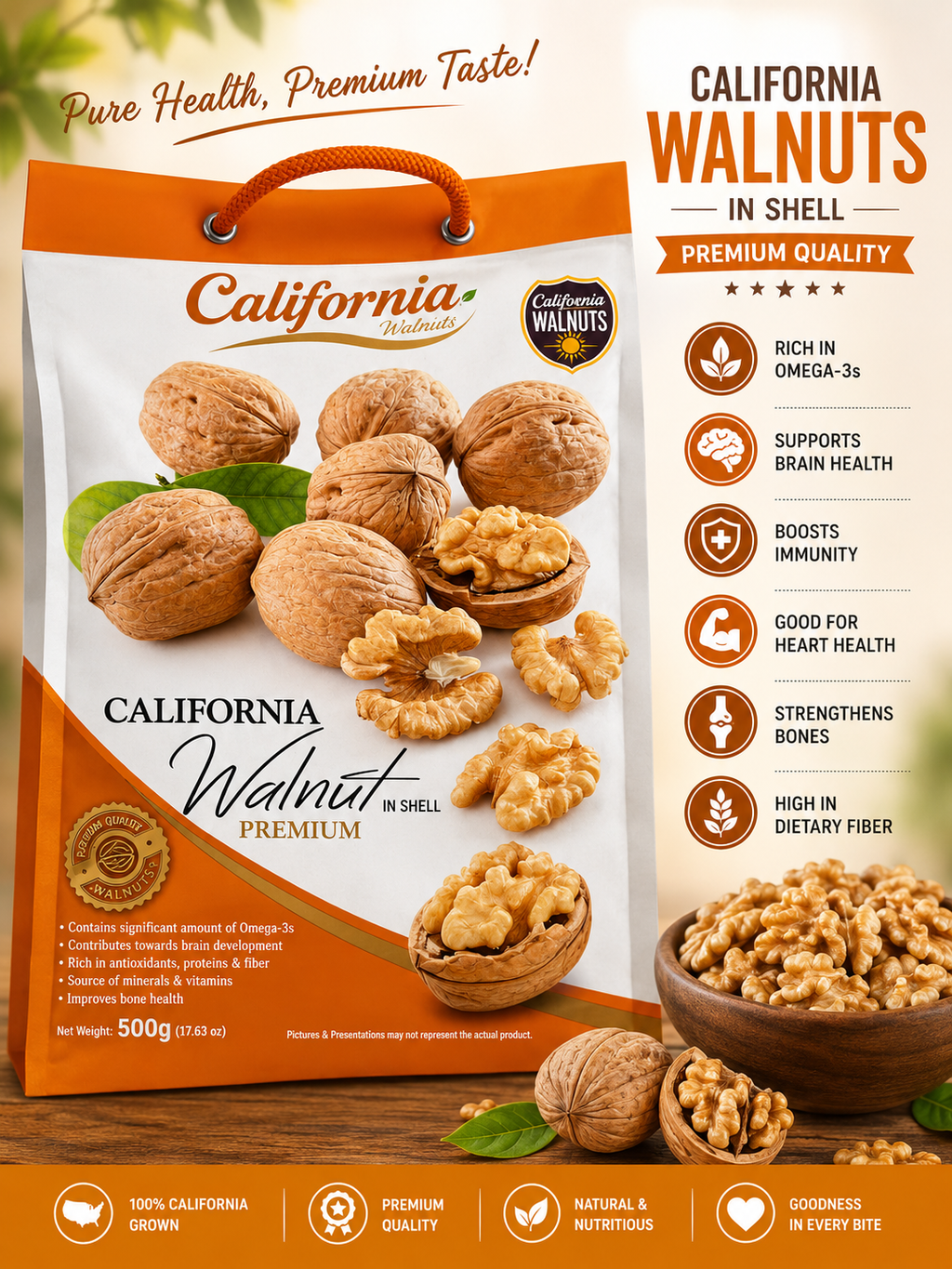 Akhrot California Walnut Premium In Shell 500g Code5001