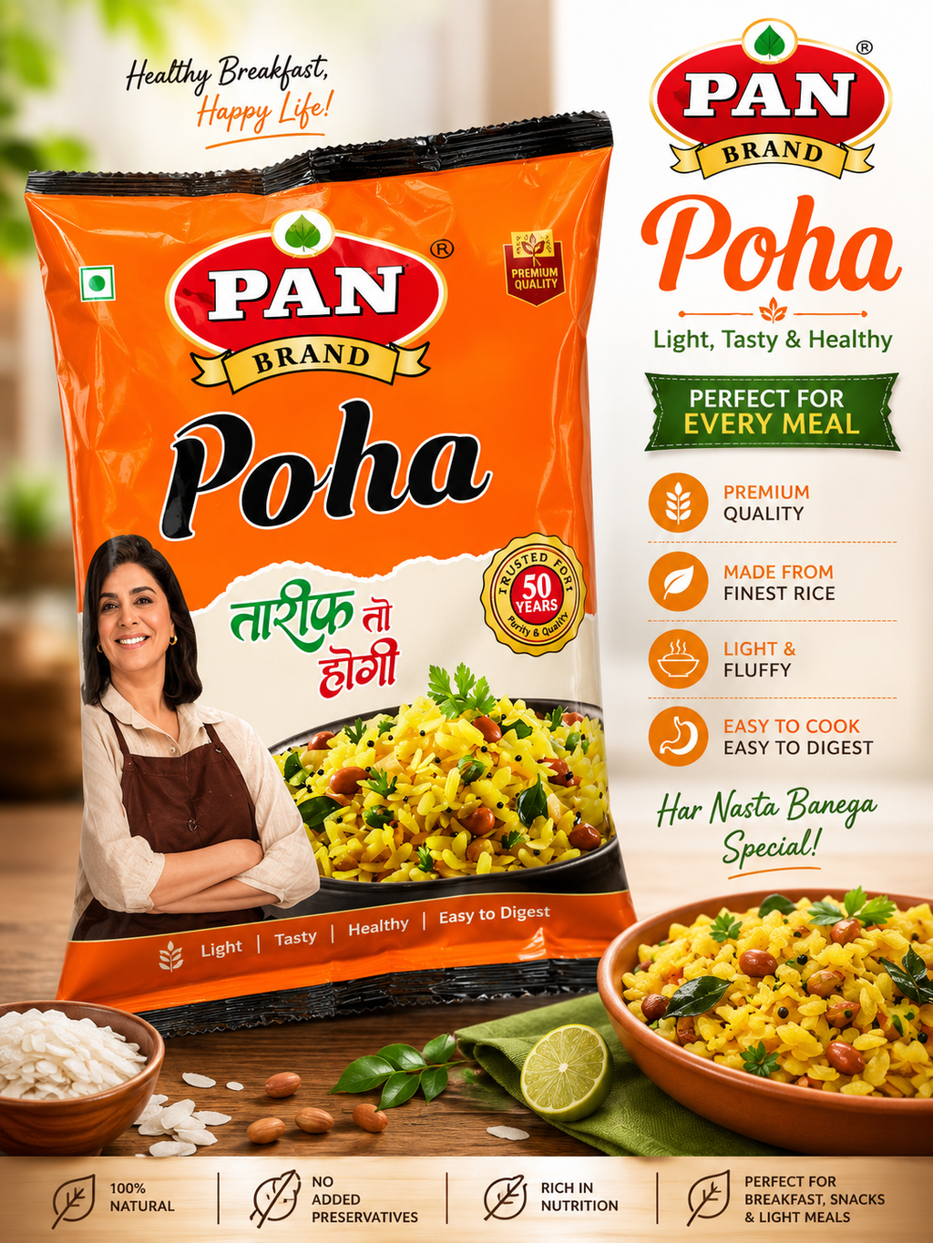 Poha Pan Brand Poha 500g Code 5001