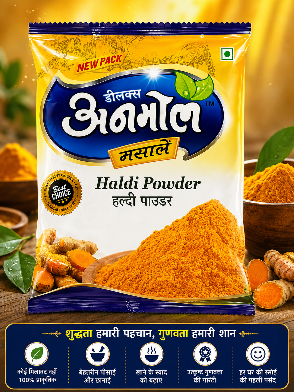 Anmol Deluxe Haldi Powder 250gm - Turmeric Powder