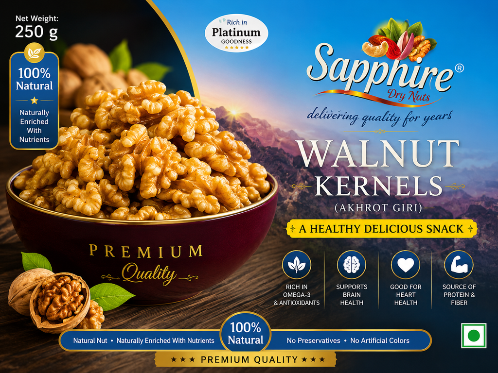 Akhrot Giri Sapphire Platinum Walnut Kernels (Akhrot Giri) 250g Code5001