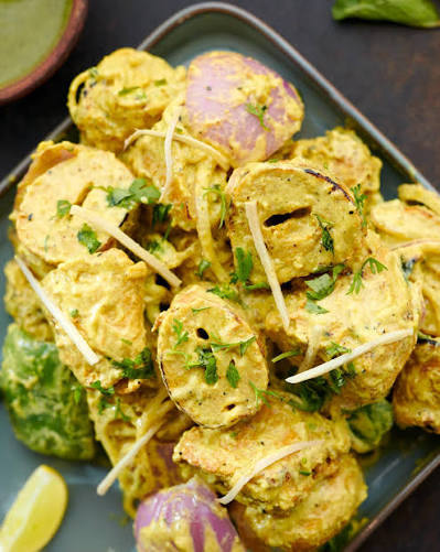 Malai Chaap served with creamy marinade, coriander and ginger