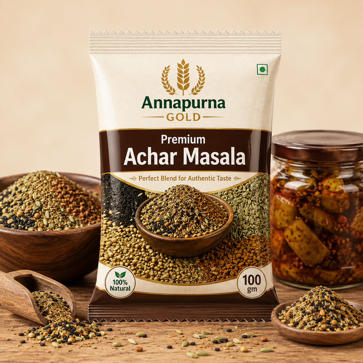 Annapurna Gold Premium Achar Masala 250g product packaging