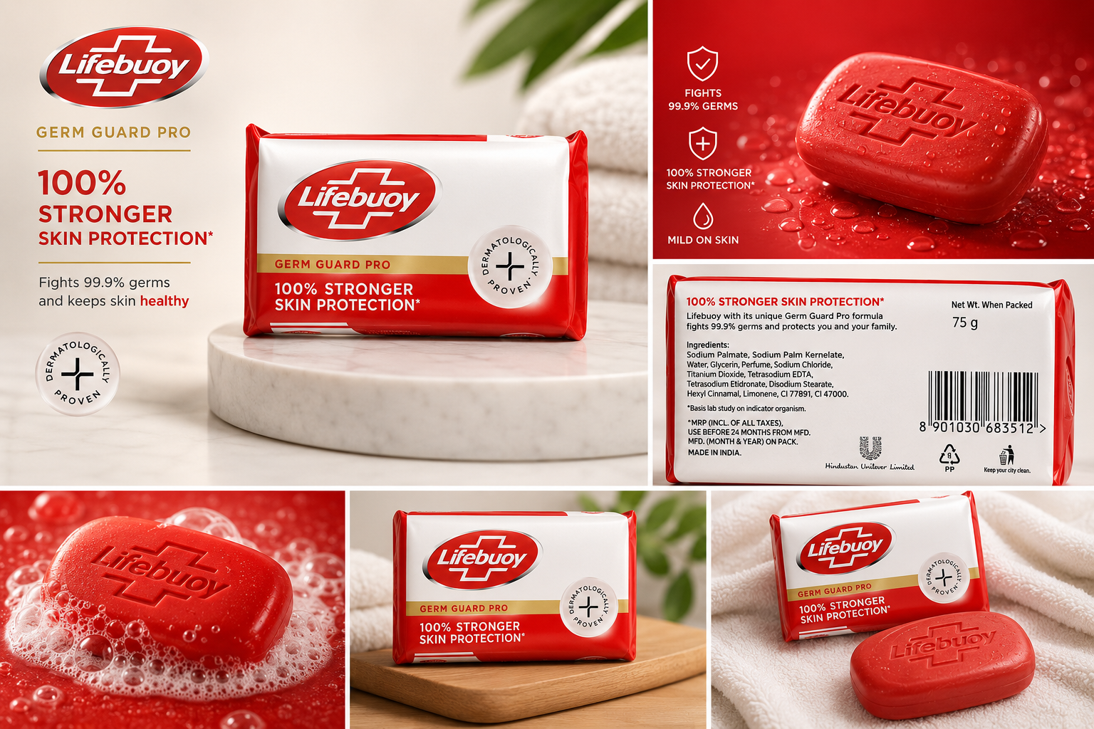 Lifebuoy Germ Guard Pro Soap - 100% Stronger Skin Protection