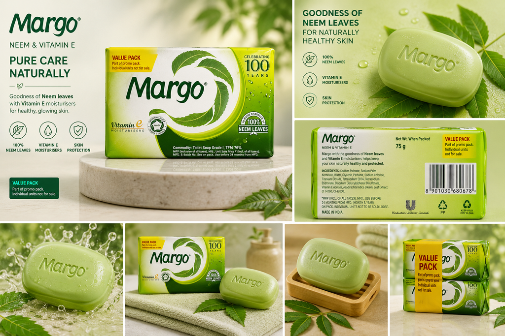 Margo Original Neem Soap - Vitamin E & 1000 Neem Leaves Value Pack