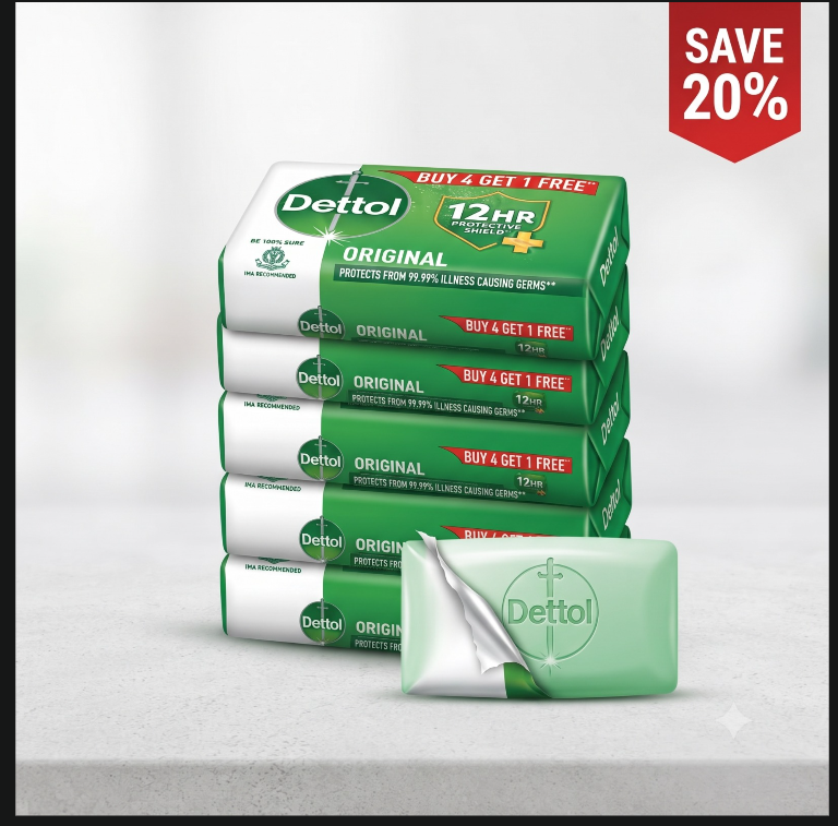 Dettol Original Soap Buy 4 Get 1 Free 5 Pack