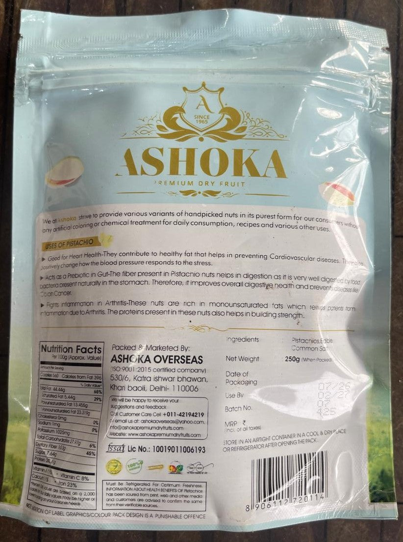 Ashoka California Pista Roasted & Lightly Salted 250g Code5001