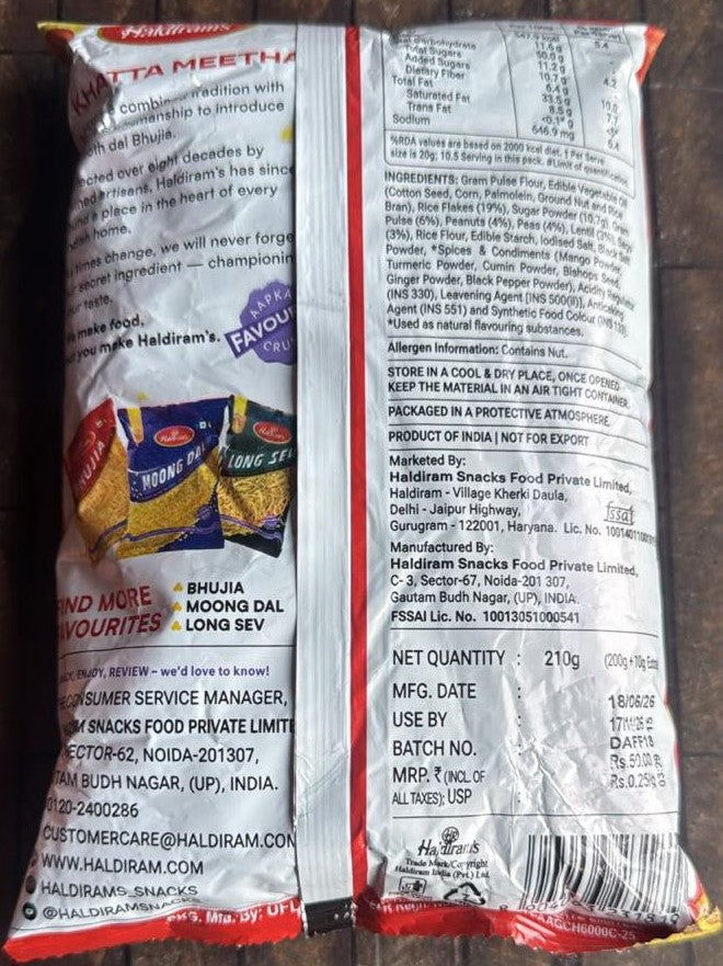 Haldiram's Khatta Meetha - Sweet Mix with Tangy Twist 210g (10g Extra) Code5001