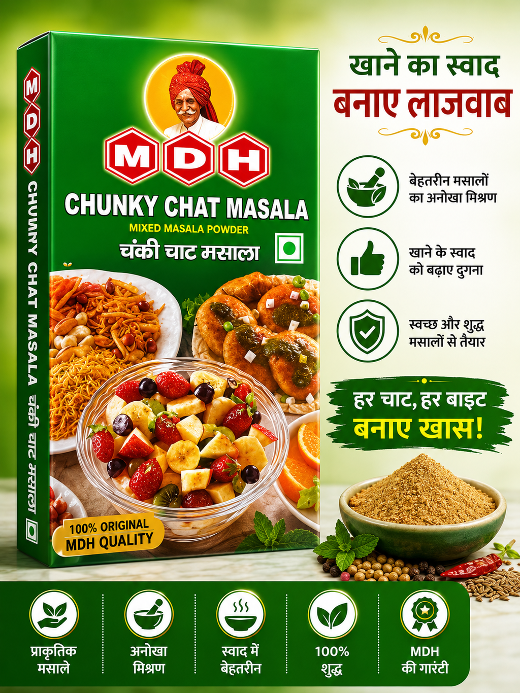 MDH Chunky Chat Masala - Mixed Masala Powder 100gm