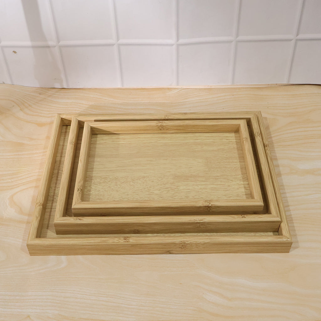 Wooden Finish Multipurpose Serving Tray Set (3 Pc)