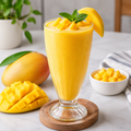 Golden mango shake with fresh mango