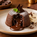Warm chocolate lava cake with molten centre