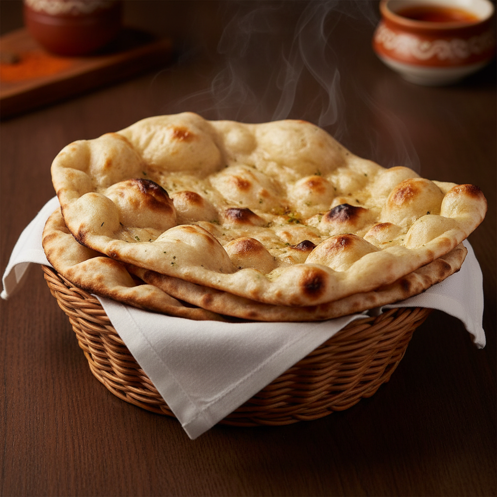 Plain Naan Roti folded in a basket