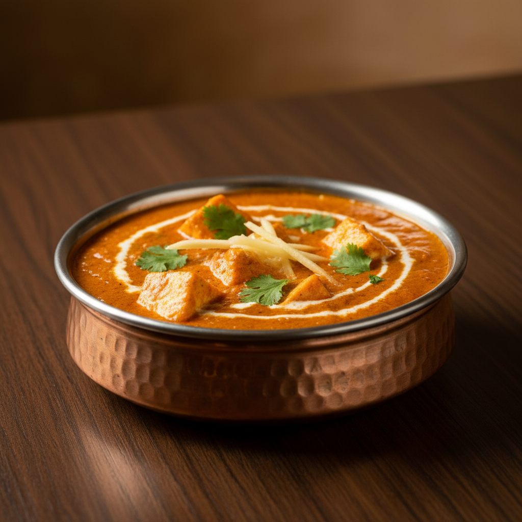 Paneer Butter Masala with butter and cream