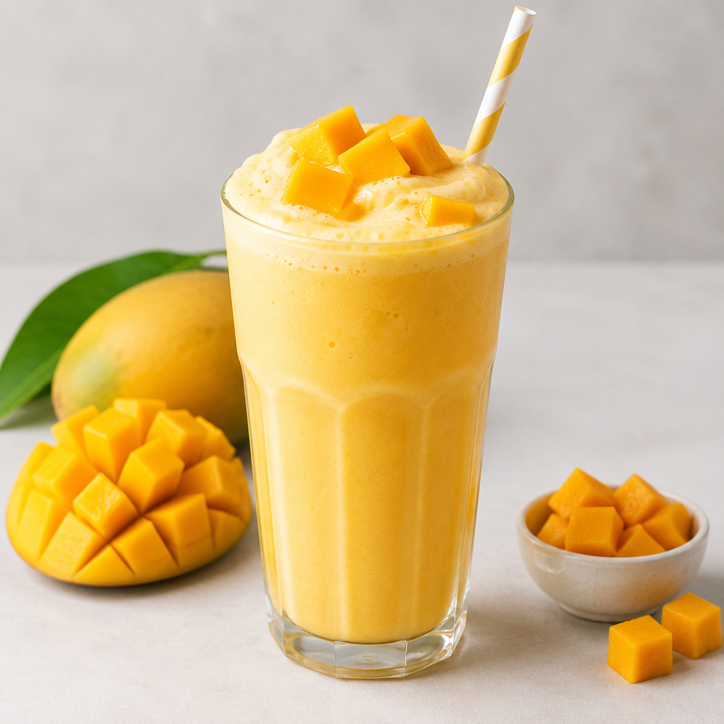 Creamy chilled mango milkshake
