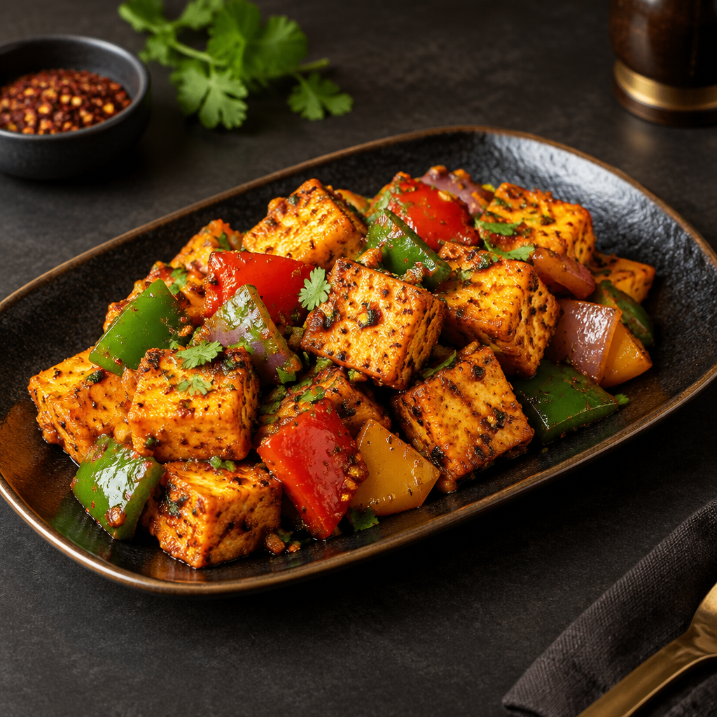 Golden paneer bites with spices
