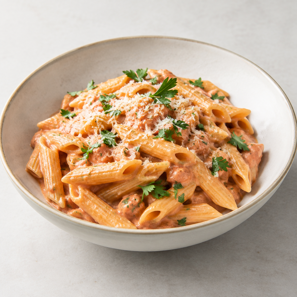 Pink tomato cream pasta