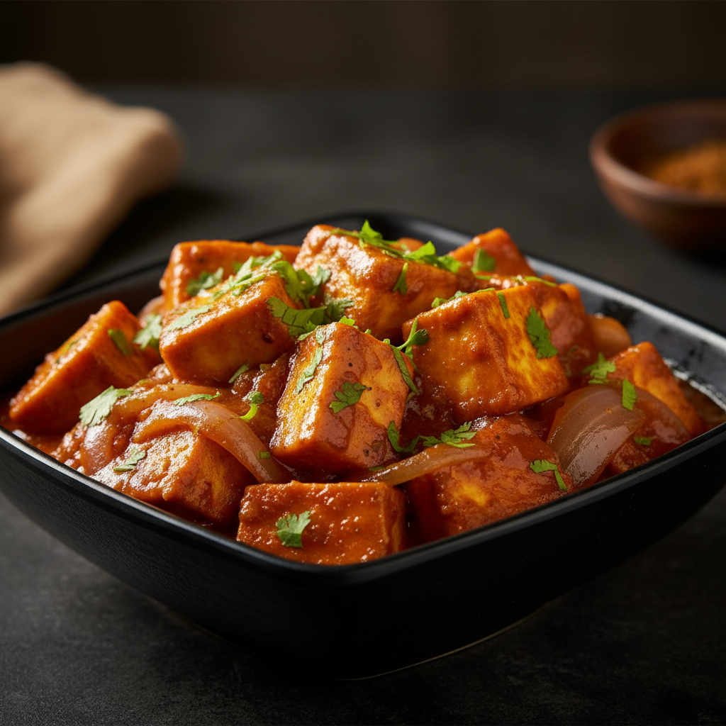 Paneer Do Piyaza with paneer and caramelized onions