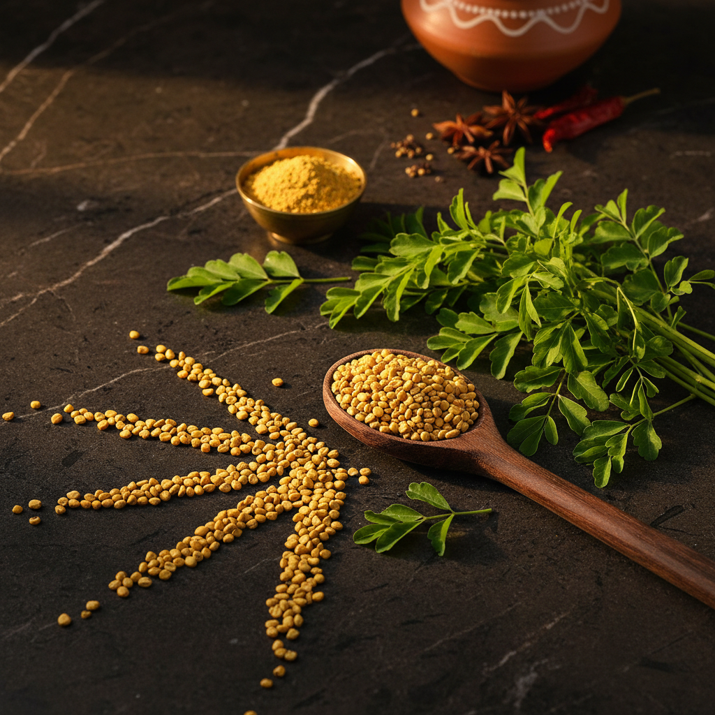 Amritam Methi Dana - Lifestyle Flat Lay