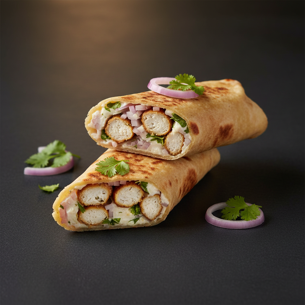 Afgani Chaap Roll with onions and coriander