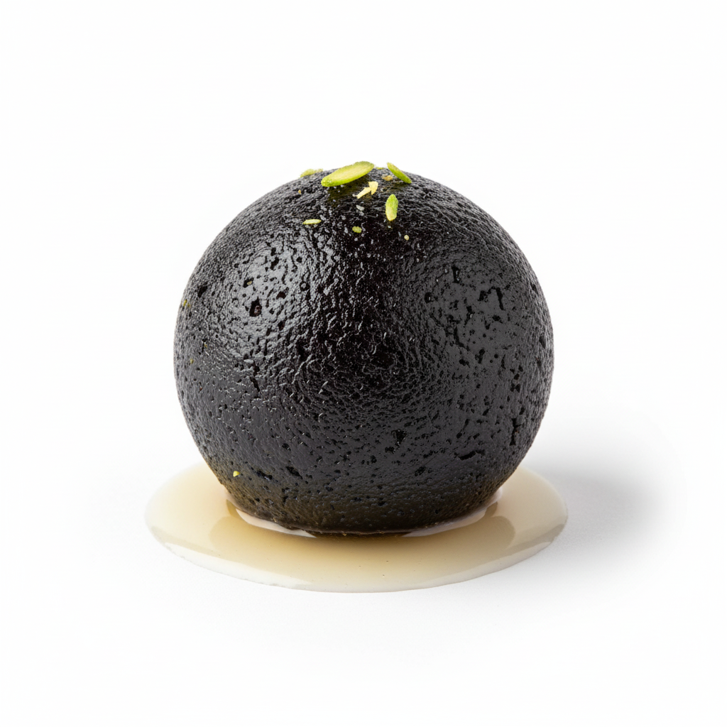 Glossy Black Rasgulla in syrup 1 piece