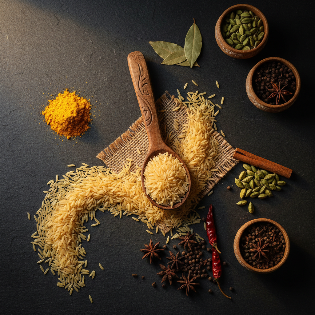 Sella Chawal 1kg - Lifestyle Flat Lay