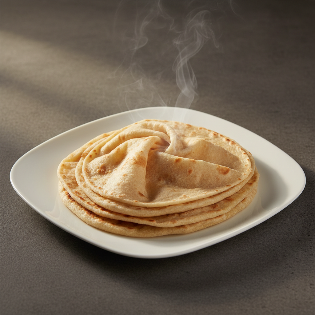 Soft thin Rumali Roti on a plate