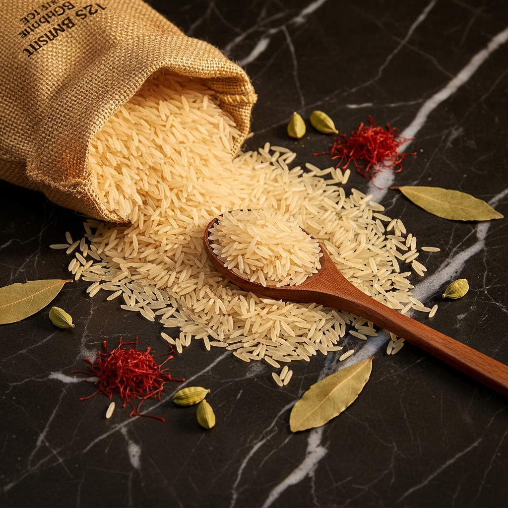 Double Chabi 1121 Golden Basmati - Lifestyle Flat Lay