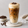 Chilled cold coffee with creamy foam