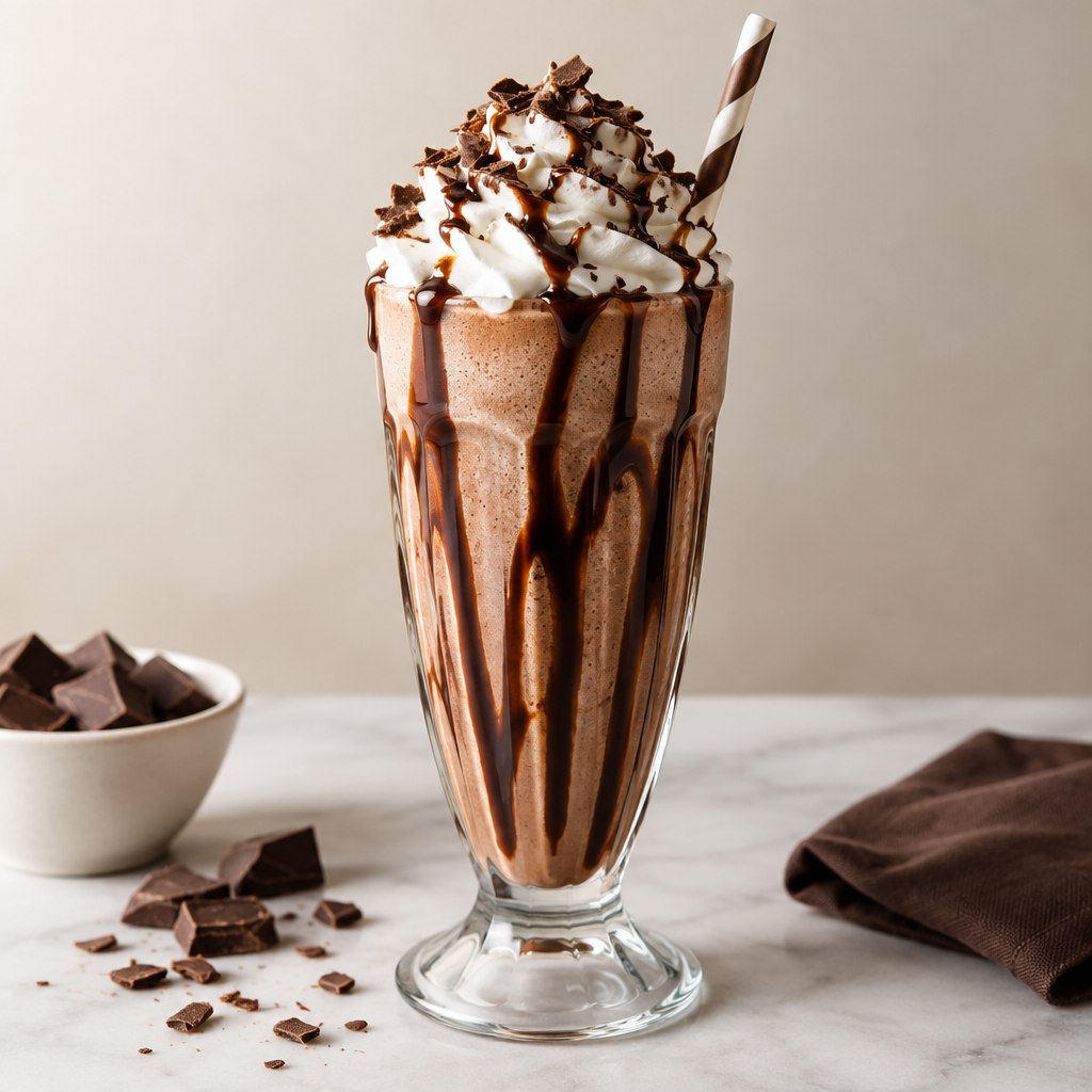 Rich chocolate shake with whipped cream