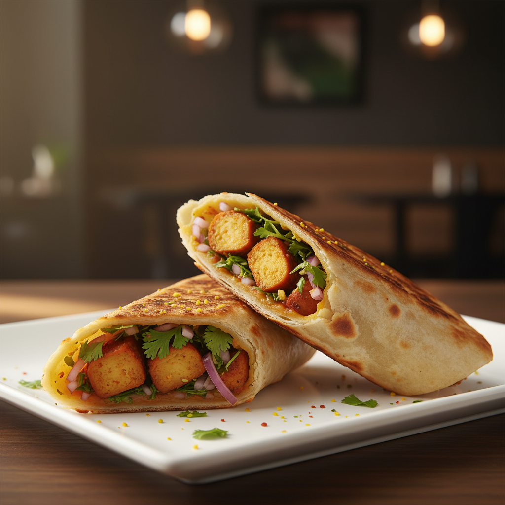 Achari Chaap Roll with tangy chaap filling