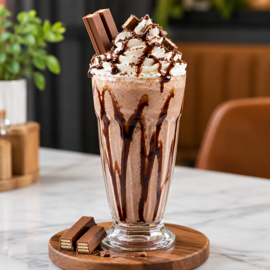 KitKat chocolate shake with wafer garnish