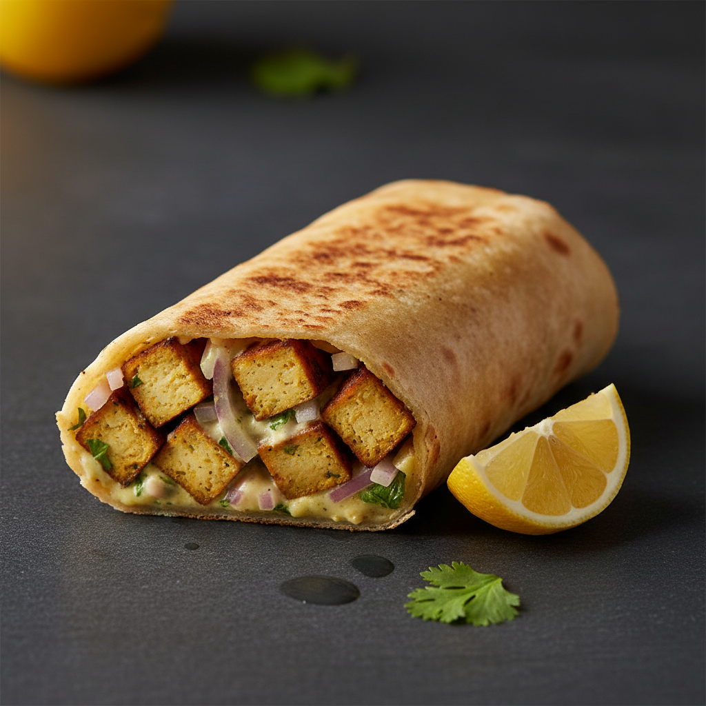 Lemon Chaap Roll with onions coriander and lemon