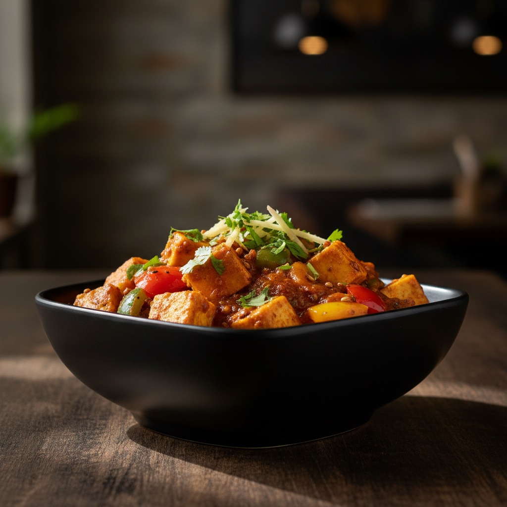 Kadhai Paneer with peppers and roasted spices