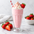 Pink strawberry shake with whipped cream