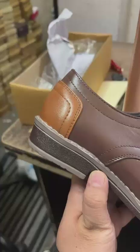 STYLISH VEGAN LEATHER SEMI CASUAL BROWN LACE UP SHOES